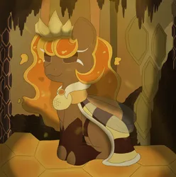 Size: 4151x4179 | Tagged: safe, artist:darkest_light, derpibooru import, oc, unofficial characters only, bee, bug pony, insect, bee hive, cookie, cookie run kingdom, crown, food, honey, image, insect wings, jewelry, png, queen bee, regalia, solo, wings