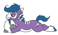 Size: 735x444 | Tagged: safe, artist:anonymous, derpibooru import, oc, unofficial characters only, earth pony, pony, colored, drawthread, earth pony oc, flat colors, image, lying down, png, ponysona, prone, requested art, side view, simple background, striped coat, white background