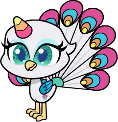 Size: 964x1001 | Tagged: safe, derpibooru import, official, bird, peacock, g4, my little pony: pony life, .psd available, female, g4.5 brand assets, horn, image, png, simple background, solo, sugar snap, transparent background