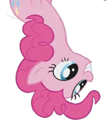 Size: 607x717 | Tagged: safe, derpibooru import, edit, edited screencap, screencap, pinkie pie, earth pony, pony, applebuck season, g4, background removed, image, my little pony, not a vector, png, simple background, solo, transparent background, upside down