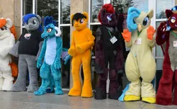 Size: 1920x1182 | Tagged: oc name needed, safe, derpibooru import, princess ember, princess skystar, sphinx (character), tempest shadow, oc, oc:karma, oc:kazagh, sphinx, galacon, g4, my little pony: the movie, 2018, fursuit, image, irl, jpeg, outdoors, photo, ponysuit