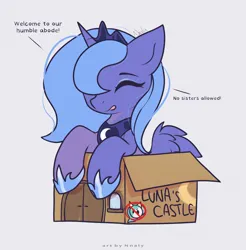 Size: 2500x2542 | Tagged: safe, artist:nnaly, derpibooru import, princess celestia, princess luna, alicorn, pony, g4, box, image, png, pony in a box, simple background, solo, white background