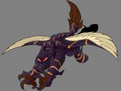 Size: 1417x1066 | Tagged: safe, alternate version, artist:tinnitus, derpibooru import, oc, oc:ocean wind, unofficial characters only, hippogriff, them's fightin' herds, armor, community related, flappy, helmet, hippogriff oc, image, looking at you, png, predator, quadrupedal, science fiction, simple background, solo, transparent background