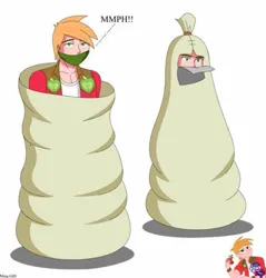 Size: 709x742 | Tagged: safe, artist:ming-gid, derpibooru import, big mcintosh, human, equestria girls, g4, abs, anime, apple, bag, bondage, bound and gagged, captain hook, cloth, cloth gag, eye, eyes, food, gag, high quality, image, kidnapped, male, muffled words, neverland, peter pan, png, reupload, sack, shadow, stylistic suck, tied, tied up
