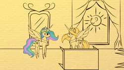 Size: 1920x1080 | Tagged: safe, artist:killme2paza, derpibooru import, applejack, fluttershy, mare do well, pinkie pie, princess celestia, princess luna, rainbow dash, rarity, sunset shimmer, alicorn, earth pony, pegasus, pony, unicorn, g4, 2016, absurd file size, alternate universe, animated, armor, armored pony, barn, different view of history, female, gem, haycartes' method, horn, image, jackpot, mare, nostalgia, old video, party cannon, portal, royal sisters, siblings, sisters, sound, sweet apple acres, sweet apple acres barn, video, webm, youtube, youtube link, youtube video