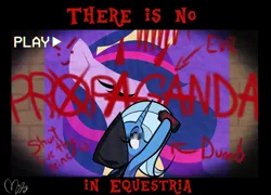 Size: 1280x924 | Tagged: safe, artist:bonedigger, derpibooru import, trixie, twilight sparkle, twilight sparkle (alicorn), alicorn, pony, unicorn, g4, anarchy, graffiti, horn, image, jpeg, recording, solo, spray can
