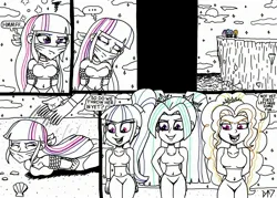 Size: 2732x1960 | Tagged: safe, derpibooru import, adagio dazzle, aria blaze, sonata dusk, twilight sparkle, human, equestria girls, g4, cloth gag, comic, gag, humanized, image, jpeg, kidnapped, muffled words, speech bubble, the dazzlings