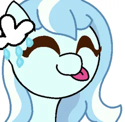 Size: 400x390 | Tagged: safe, artist:pageheart, derpibooru import, oc, oc:peakveil mist, pony, cute, female, image, jpeg, mare, narrowed eyes, silly, simple background, smiling, solo, tongue out, white background