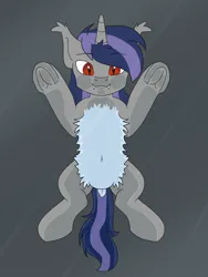 Size: 3000x4000 | Tagged: safe, artist:deadsmoke, derpibooru import, oc, oc:dreaming star, bat pony, bat pony unicorn, hybrid, unicorn, against glass, commission, dock, fangs, fluffy, glass, horn, image, looking at you, male, on glass, png, simple background, smiling, tail