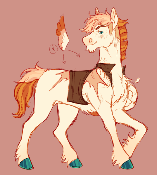 Size: 2268x2536 | Tagged: safe, artist:cactiflowers, derpibooru import, oc, oc:bonfire, pegasus, pony, image, male, missing wing, png, quadrupedal, simple background, solo, stallion