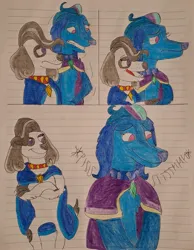 Size: 2358x3034 | Tagged: safe, artist:hoffmann10102010, derpibooru import, idw, diamond dog, dog, g4, spoiler:comicannual2021, clothes, desperation, female, image, implied peeing, jennino lanternlight, jpeg, katherina proudpaws, need to pee, omorashi, pissing, pointing, potty emergency, potty time, promingent female, story included, traditional art, urine