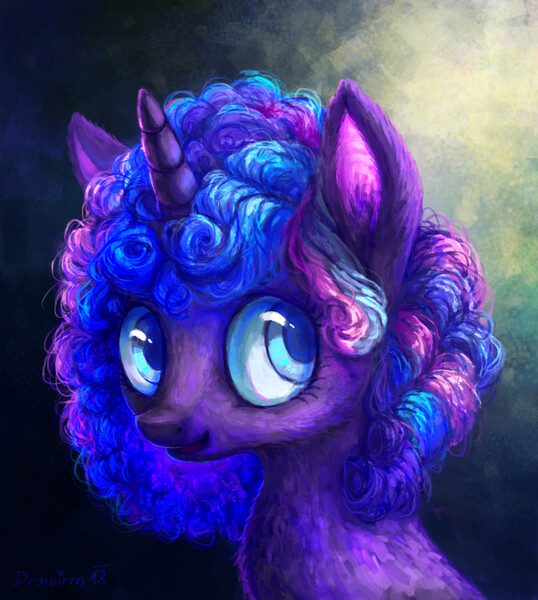 Size: 3883x4329 | Tagged: safe, artist:drawirm, derpibooru import, oc, unofficial characters only, pony, unicorn, bust, commission, female, horn, image, jpeg, mare, not luna, portrait, solo