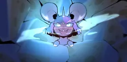 Size: 1358x670 | Tagged: safe, artist:cold-blooded-twilight, derpibooru import, twilight sparkle, mouse, cold blooded twilight, g4, brie, cheese, fangs, food, glow, glowing eyes, image, png, species swap