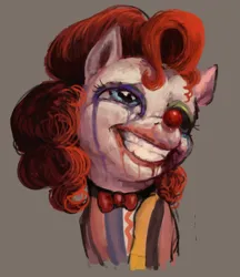 Size: 730x845 | Tagged: safe, artist:misstwipietwins, derpibooru import, pinkie pie, earth pony, pony, g4, bowtie, clown, clown makeup, clown nose, crying, image, lipstick, png, red nose, smeared lipstick
