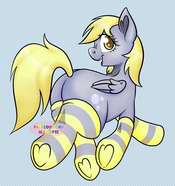 Size: 2728x2907 | Tagged: safe, artist:audreen, derpibooru import, derpy hooves, g4, clothes, derpese corpulent hooves, fat ass, image, jpeg, socks, the ass was fat, thicc ass, thicc thighs, thigh highs