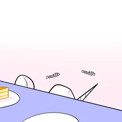 Size: 1280x1280 | Tagged: safe, artist:theuser, derpibooru import, princess celestia, alicorn, pony, series:theuser's daily celestia, g4, cake, cakelestia, cute, descriptive noise, female, food, image, mare, offscreen character, plate, png, sniffing, solo, table