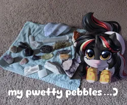 Size: 1120x928 | Tagged: safe, artist:seurnik, derpibooru import, oc, oc:seurnik, unofficial characters only, pony, unicorn, black coat, black hair, blonde hair, clothes, cute, dilated pupils, female, filly, foal, gem, horn, image, legwear, meme, photo, pink nose, png, ponytails, real life background, red hair, socks, solo, text, weapons-grade cute, white coat