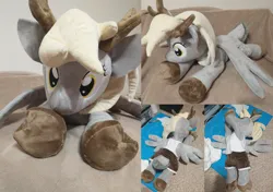 Size: 2287x1611 | Tagged: safe, artist:bladespark, derpibooru import, derpy hooves, pegasus, pony, g4, animal costume, clothes, costume, image, indoors, irl, jpeg, multiple angles, multiple views, photo, reindeer costume, solo