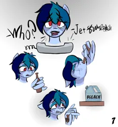 Size: 1963x2102 | Tagged: safe, anonymous artist, derpibooru import, oc, oc:delta vee, unofficial characters only, pegasus, pony, comic:pregnant apogee, alcohol, bleach, bottle, crying, depressed, derpibooru exclusive, desperation, dialogue, digital art, drink, drinking, feathered wings, female, gradient background, image, implied foalcon, implied incest, implied suicide, implied underage, mare, milf, open mouth, pegasus oc, phone, phone call, pixelated, png, shocked, shocked expression, simple background, talking, text, white background, wing pull, wings