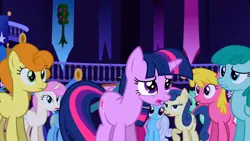 Size: 1920x1080 | Tagged: safe, derpibooru import, screencap, bon bon, carrot top, cherry berry, golden harvest, shoeshine, sprinkle medley, twilight sparkle, twinkleshine, earth pony, pony, unicorn, g4, season 1, female, friendship is magic (episode), horn, image, mare, my little pony, png, quadrupedal, unicorn twilight
