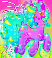 Size: 1832x2048 | Tagged: safe, artist:cakeapocalypse, derpibooru import, unicorn, g4, commission, female, full body, horn, image, looking at you, my little pony, neon, png, rainbow, smiling, smiling at you