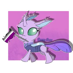 Size: 2900x2900 | Tagged: safe, artist:cookie-ruby, derpibooru import, oc, oc:morpho, unofficial characters only, changedling, changeling, asexual pride flag, changedling oc, changeling oc, drop shadow, image, png, pride, pride flag, shadow, solo