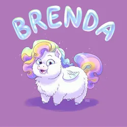 Size: 3000x3000 | Tagged: safe, artist:awfulfawn, derpibooru import, oc, unofficial characters only, fluffy pony, pegasus, pony, blue eyes, blue wings, female, fluffy, hugbox, image, jpeg, looking at you, mare, multicolored hair, open mouth, open smile, purple hooves, quadrupedal, rainbow hair, rainbow tail, simple background, smiling, smiling at you, solo, standing, tail, teeth, text, white fur, wings