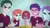 Size: 1362x768 | Tagged: safe, ai generated, generator:gemini, crystal lullaby, marco dafoy, melon mint, peacock plume, human, equestria girls, equestria girls series, angry, background human, chips, clenched fist, crystal prep academy students, duo, female, food, image, intense stare, looking at you, low effort, low quality, male, nachos, png, sports outfit, table