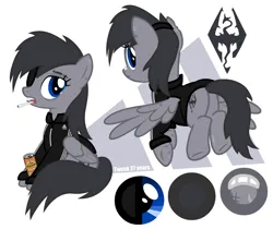 Size: 2500x2100 | Tagged: safe, artist:tweekstudio, derpibooru import, oc, oc:tweek, unofficial characters only, pegasus, pony, aluminum can, animated, bandage, blue eyes, cigarette, clothes, eyepatch, image, looking at you, pegasus oc, pegasus wings, png, reference, scar, simple background, skyrim, solo, the elder scrolls, white background, wings