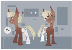 Size: 2131x1484 | Tagged: safe, artist:north wind, derpibooru import, oc, unofficial characters only, earth pony, pony, 2023, abstract background, blushing, character design, colt, eye clipping through hair, eyebrows, eyebrows visible through hair, foal, full body, gray background, head tilt, image, jpeg, male, ref, reference sheet, simple background, solo, standing