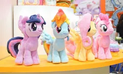 Size: 1546x929 | Tagged: safe, derpibooru import, fluttershy, pinkie pie, rainbow dash, twilight sparkle, twilight sparkle (alicorn), alicorn, earth pony, pegasus, pony, g4, china, cute, dashabetes, diapinkes, female, image, irl, jpeg, mare, photo, plushie, shyabetes, smiling, twiabetes