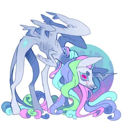 Size: 850x850 | Tagged: safe, artist:cutesykill, derpibooru import, princess celestia, alicorn, pony, g4, concave belly, emaciated, female, image, lanky, leonine tail, long legs, looking at you, mare, multiple wings, png, ribs, sharp teeth, skinny, solo, tail, tall, teeth, thin, wings