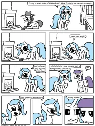 Size: 480x640 | Tagged: safe, artist:sokepony, derpibooru import, igneous rock pie, maud pie, trixie, earth pony, pony, unicorn, g4, comic, horn, image, png