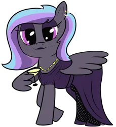 Size: 1074x1170 | Tagged: safe, artist:ltsolo, derpibooru import, oc, oc:violet vibes, unofficial characters only, pegasus, pony, alcohol, clothes, dress, drink, eyeshadow, female, image, legwear, makeup, mare, neighcon, png, stockings, thigh highs, wine