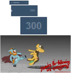 Size: 930x960 | Tagged: safe, artist:brutamod, derpibooru import, snails, snips, pony, unicorn, g4, angry, asksnipsandorsnails, beard, blood, colt, duo, duo male, facial hair, foal, food, horn, image, kicking, male, open mouth, png, sword, this is sparta, tumblr, weapon
