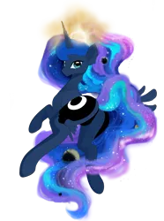 Size: 3500x4700 | Tagged: safe, artist:livitoza, derpibooru import, princess luna, alicorn, pony, g4, butt, featureless crotch, female, image, looking at you, looking back, looking back at you, mare, planet, plot, png, simple background, smiling, smiling at you, solo, tangible heavenly object, transparent background
