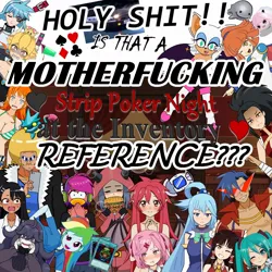 Size: 1080x1080 | Tagged: safe, artist:horsecat, derpibooru import, rainbow dash, bird, genie, human, koopa, penguin, succubus, undead, vampire, equestria girls, g4, angry, anime, aqua (konosuba), arle nadja (puyo puyo), astolfo, barely pony related, bat wings, beak, big breasts, black hair, blonde hair, blue eyes, blue hair, blushing, bobobo, bobobo-bo bo-bobo, bowser, bowsette, breasts, brown eyes, brown hair, burger, cape, car, card, cleavage, clothes, club penguin, crossover, cupil, cursed astolfo bean plushie, dejavu, demon wings, dj cadence, djinn, don't toy with me miss nagatoro, eyes closed, fate/grand order, fate/stay night, female, food, golden sun, goth, grin, group, hakurei reimu, hamburger, hand on face, hand over mouth, hatsune miku, hayase nagatoro, headgear, headphones, heart, hex maniac, hood, hoodie, image, initial d, itadaki seieki, itadaki! seieki, jpeg, kamina, kamina sunglasses, konosuba, long hair, looking at each other, looking at someone, looking at you, looking down, looking down at you, looking sideways, looking up, looking up at you, magenta eyes, male, meia gisborn, meme, mercury djinn, mobian, momo yaoyorozu, multicolored hair, my hero academia, nami, necktie, one eye closed, one piece, phone, pigtails, pink eyes, pink hair, plushie, pointing, poker, poker face, pokémon, puyo puyo (video game), rainbow hair, red hair, rouge the bat, scope, scouter, setogaya mari, short hair, skies of arcadia, smiling, smiling at you, sonic the hedgehog (series), strip poker night at the inventory, sunglasses, super crown, super mario, surprised, team magma, team magma grunt, tengen toppa gurren lagann, touhou, toyota, toyota ae86, toyota corolla, twintails, unamused, vandread, vehicle, video game, vocaloid, vulgar, wall of tags, wings, wink, winking at you, yu-gi-oh!, yugioh card