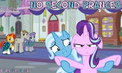 Size: 2064x1242 | Tagged: safe, artist:not-yet-a-brony, derpibooru import, maud pie, mudbriar, starlight glimmer, sunburst, trixie, earth pony, pony, unicorn, g4, no second prances, 2026, april, episode reference, female, horn, image, lyrics in the description, male, mare, my little pony, png, school of friendship, song in the description, song reference, stallion, starlight glimmer is not amused, trixie's puppeteering, unamused, youtube link in the description