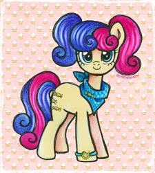 Size: 2374x2639 | Tagged: safe, artist:dariarchangel, derpibooru import, bon bon, pony, g4, abstract background, adorable face, adorabon, alternate hairstyle, bracelet, c:, cute, cute smile, female, full body, hoof bracelet, image, implied lyra, jewelry, looking at you, mare, mixed media, neckerchief, patterned background, pigtails, png, smiling, smiling at you, solo, standing, tail, teal eyes, twintails, two toned hair, two toned mane, two toned tail, yellow coat