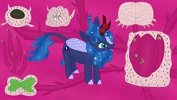 Size: 2560x1440 | Tagged: safe, artist:xada, derpibooru import, princess luna, goo, kirin, g4, body horror, brain, eldritch abomination, ethereal mane, heart, high angle, image, kirinified, mlem, onomatopoeia, open mouth, organs, png, silly, solo, species swap, starry eyes, starry mane, tentacles, tongue out, wingding eyes