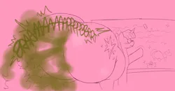 Size: 3912x2034 | Tagged: suggestive, artist:freedom, derpibooru import, twilight sparkle, oc, pony, unicorn, g4, butt, butt focus, classroom, embarrassed, face fart, faceful of ass, fart, fat, female, gross, grossed out, horn, huge butt, hyper, hyper butt, image, impossibly large butt, large butt, mare, onomatopoeia, png, teaching, the ass was fat, twibutt, unicorn oc, wide hips