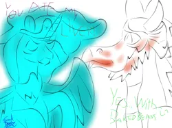 Size: 4000x2999 | Tagged: safe, artist:skunkraccoonsnake, derpibooru import, blacktip, princess twilight 2.0, twilight sparkle, twilight sparkle (alicorn), alicorn, dragon, ghost, undead, g4, the last problem, angry, blacktiposting, blood, blood on face, chad, colored text, dark comedy, duo, duo male and female, facial hair, fangs, female, funny, goatee, hannibal lecter, horn, horns, image, jewelry, just delicious, male, meme, monochrome, nordic gamer, not salmon, older, older twilight, older twilight sparkle (alicorn), png, reference, regalia, scary stories to tell in the dark, sideburns, simple background, smiley face, spread wings, text, wat, white background, wings, yes