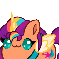 Size: 300x300 | Tagged: safe, artist:shad0w-galaxy, derpibooru import, sunny starscout, alicorn, pony, g5, my little pony: a new generation, :3, animated, bean pony, bouncing, cute, female, gif, image, mare, race swap, simple background, solo, sunnycorn, transparent background