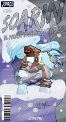 Size: 544x1000 | Tagged: safe, derpibooru import, soarin', pegasus, pony, g4, bluemane, clothes, comic, cover art, cover comic, digital painting, everhoot, fanart, goggles, hero, image, issue, jacket, male, png, snow, snow storm, solo, storm, the best pony, wings, wonderbolts