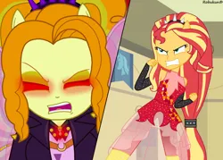 Size: 1920x1372 | Tagged: safe, artist:robukun, derpibooru import, sunset shimmer, human, cheer you on, equestria girls, g4, spoiler:eqg series (season 2), spoiler:hazbin hotel, angry, equestria girls specials, fin wings, fins, glow, glowing eyes, hazbin hotel, hellaverse, image, jpeg, music festival outfit, my little pony equestria girls: better together, my little pony equestria girls: sunset's backstage pass, parody, ponied up, red eyes, reference, scene parody, spoilers for another series, super ponied up, wings