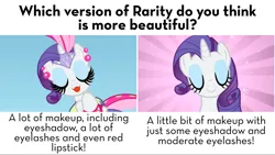 Size: 1920x1080 | Tagged: safe, derpibooru import, screencap, rarity, pony, g4, sonic rainboom (episode), eyelashes, eyeshadow, false eyelashes, female, image, lipstick, makeup, mare, my little pony, png, question, smiling, solo