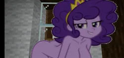Size: 1520x720 | Tagged: suggestive, artist:gbgmedia, screencap, oc, oc:hawk queen, oc:sabrina schaeffer, unofficial characters only, series:spsts - second chance, equestria girls, g4, spoiler:spsts - second chance, antagonist, antagonist oc, ass, big breasts, breasts, butt, curly hair, dimples of venus, ecchi, evil, evil smirk, fap vision group, female, gritted teeth, hawk queen's crown, image, jpeg, minecraft, nudity, smiling, smirk, smug, spongebob squarepants, suggestive nudity