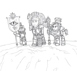 Size: 700x638 | Tagged: safe, artist:fleximusprime, derpibooru import, armor, atg 2026, crossover, grayscale, horus heresy, image, monochrome, newbie artist training grounds, png, power armor, primarch, space marine, terminator armor, trio, warhammer (game), warhammer 40k