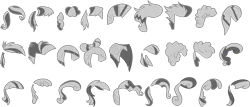 Size: 6940x2959 | Tagged: safe, derpibooru import, official, part of a set, cheerilee, lyra heartstrings, mayor mare, powder rouge, roxie, roxie rave, soarin', spitfire, trixie, vidala swoon, g4, .svg available, bow, customization, hair, hair bow, image, mane, no pony, ponymaker, resource, simple background, svg, the fabulous ponymaker, transparent background, vector