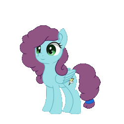 Size: 512x512 | Tagged: safe, alternate version, artist:minty root, derpibooru import, oc, oc:rapid relief, unofficial characters only, pegasus, pony, animated, blue coat, commission, curly hair, ear fluff, female, gif, green eyes, happy, hoofy-kicks, horses doing horse things, image, mare, neigh, pegasus oc, purple hair, rearing, simple background, solo, transparent background, ych result